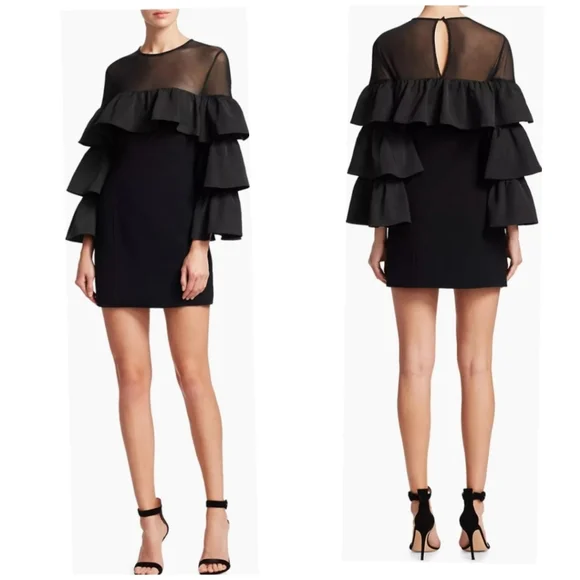 valentia tiered mini dress black Valentia Tiered Mini Dress Black